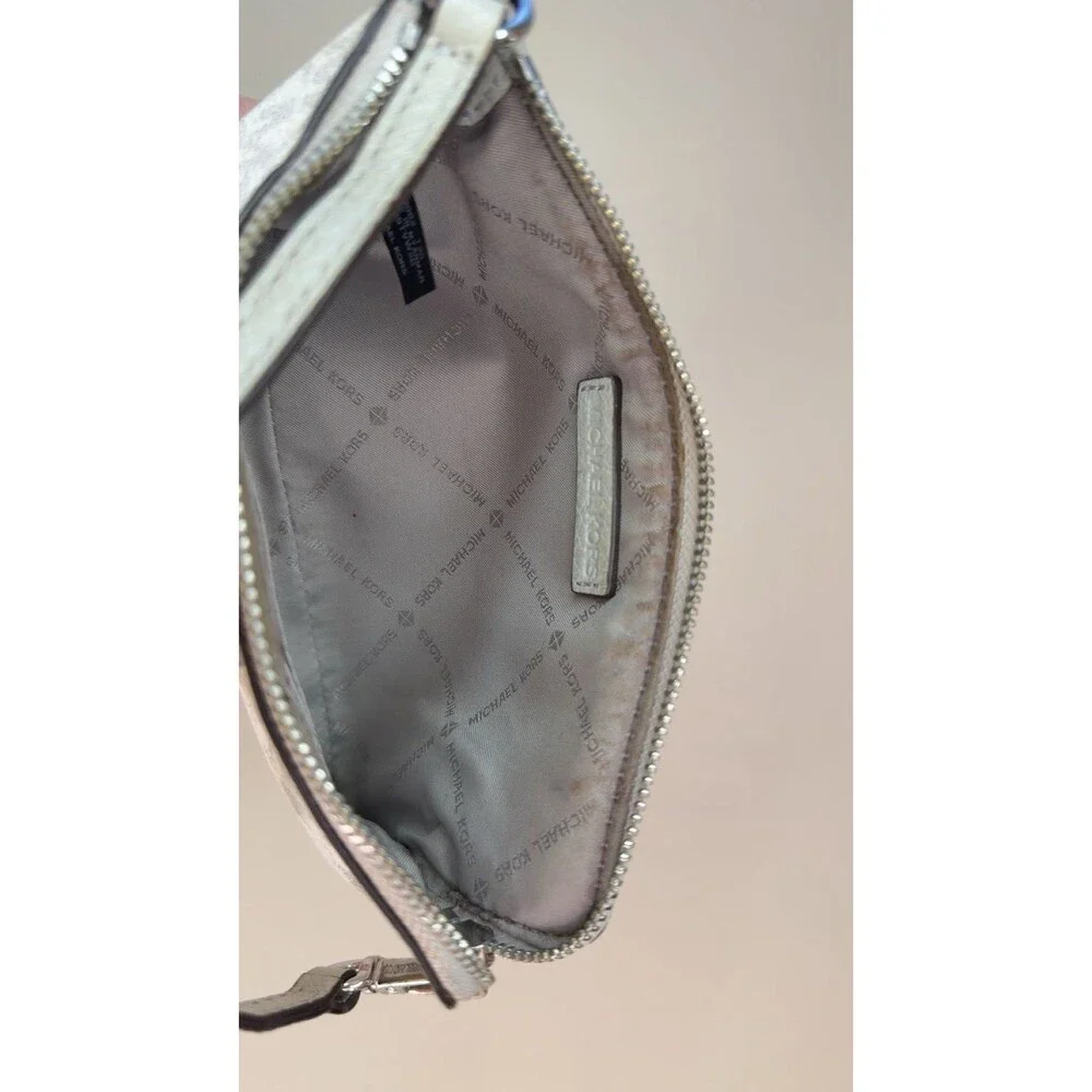 Michael Kors MK signature wristlet pouch white clutch